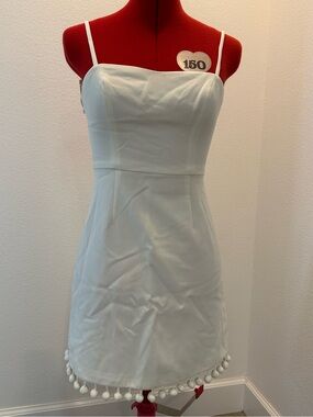 French Connection - Spaghetti Strap Mini Dress with Pom Trim - Women's Size US 0